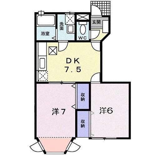 エスポワール(2DK/1階)の間取り写真