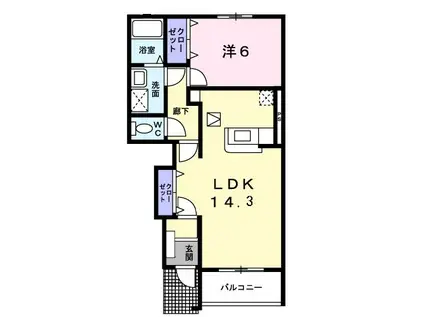 がーでんはうすY I(1LDK/1階)の間取り写真