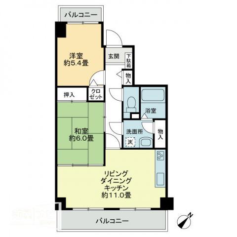 エスポワール辻(2LDK/3階)の間取り写真