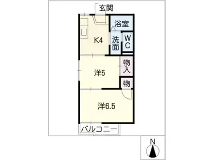 コーポ高木(2K/1階)の間取り写真