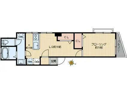 大河原ビル(1LDK/3階)の間取り写真