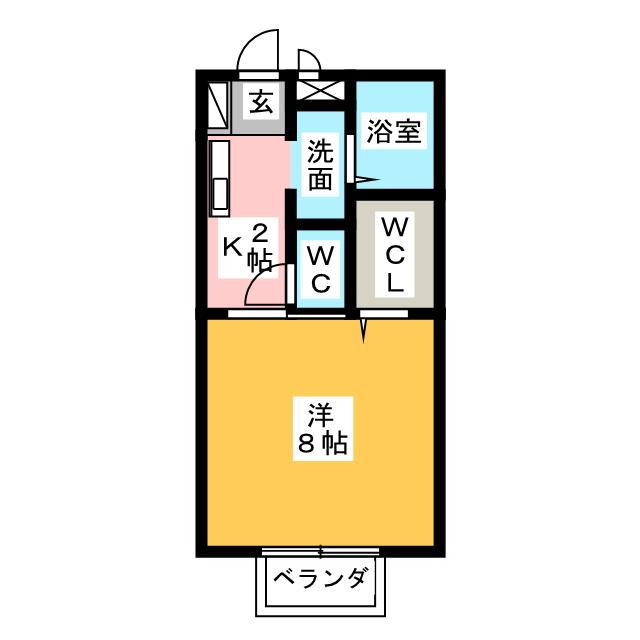 エルレーブ2A(1K/2階)の間取り写真