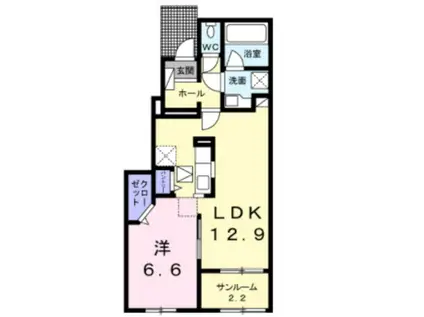 メゾンフォルテシモ 星(1LDK/1階)の間取り写真