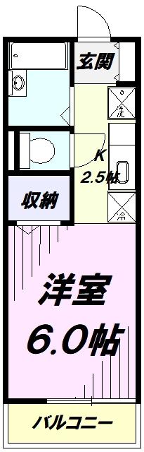 ハーベストB棟(1K/2階)の間取り写真