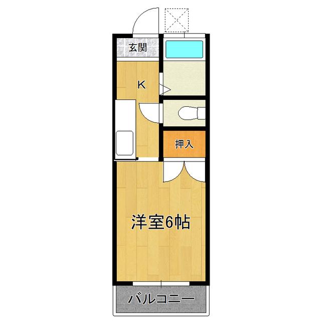 沼尻ハイツB棟(1K/1階)の間取り写真