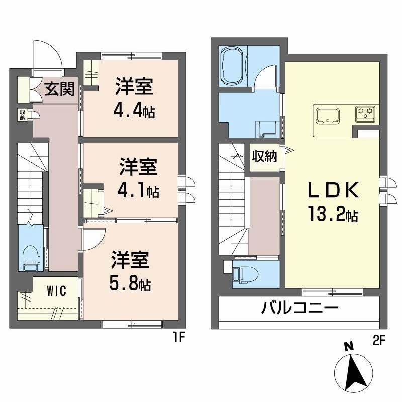 カサデルビアンカ(3LDK/1階)の間取り写真