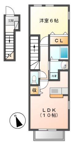 パラッツォ(1LDK/2階)の間取り写真