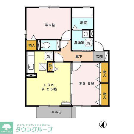 メゾンエスポワールB(2LDK/1階)の間取り写真
