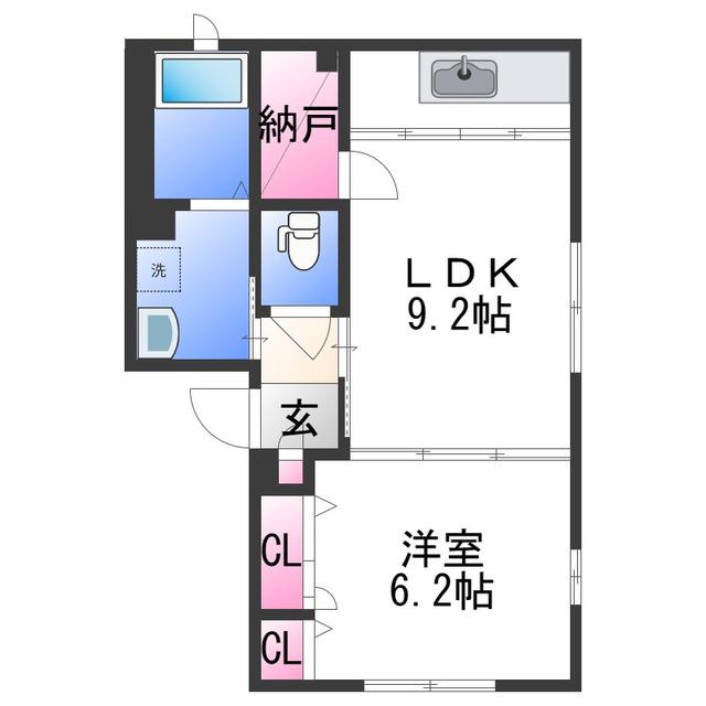 シャーメゾン黒江(1LDK/2階)の間取り写真