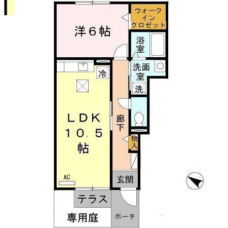 ウィニング(1LDK/1階)の間取り写真