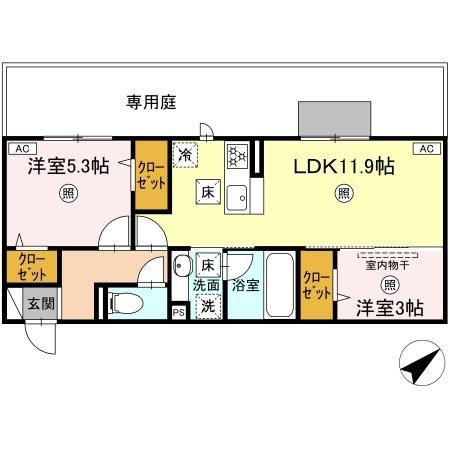 M・K・K 高峰町(2LDK/1階)の間取り写真