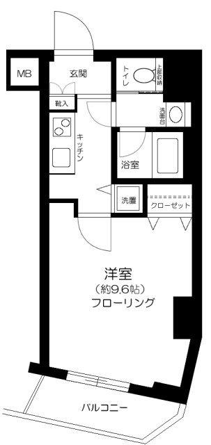 レガリアタワーレジデンス(1K/6階)の間取り写真