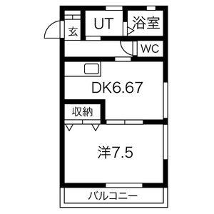 サンピュア・1ST(1DK/2階)の間取り写真