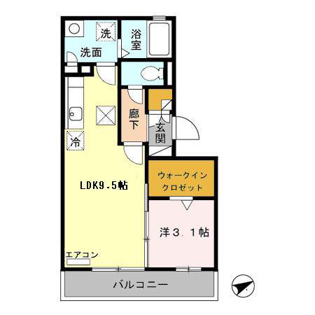 リビングタウンさくらだ(1LDK/1階)の間取り写真