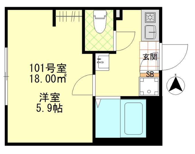 ルミナス千住大橋(1K/1階)の間取り写真