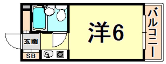 シャンブルド甲東園(ワンルーム/3階)の間取り写真