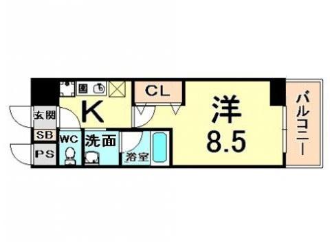 クレセールONE(1K/2階)の間取り写真