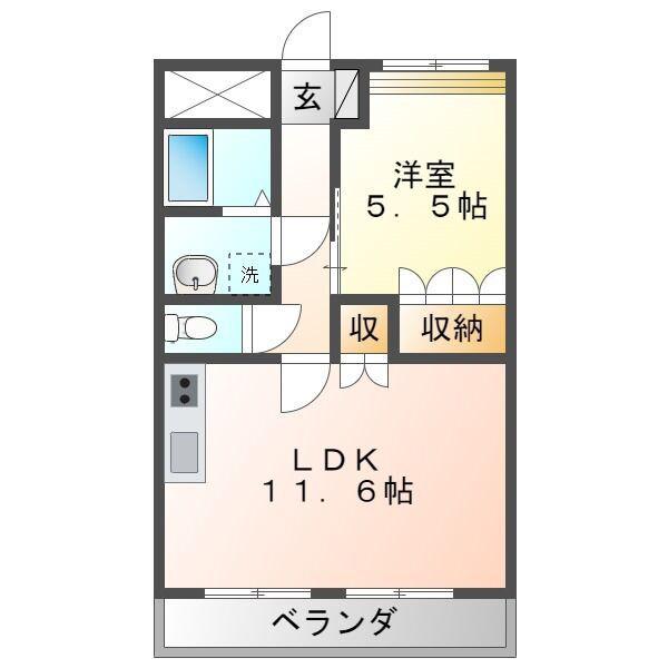 RAINBOW BOSS(1LDK/1階)の間取り写真
