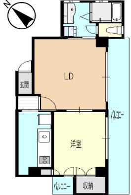 アークヒルズ横浜蒔田(1LDK/5階)の間取り写真