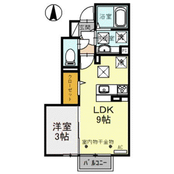 ソラティオ(1LDK/1階)の間取り写真