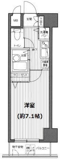 ガラステージ麻布十番(1K/4階)の間取り写真
