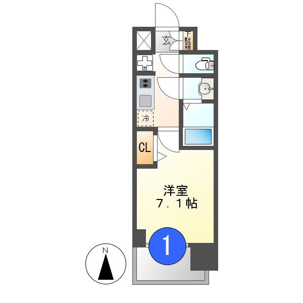 プレサンスTHE栄(1K/10階)の間取り写真