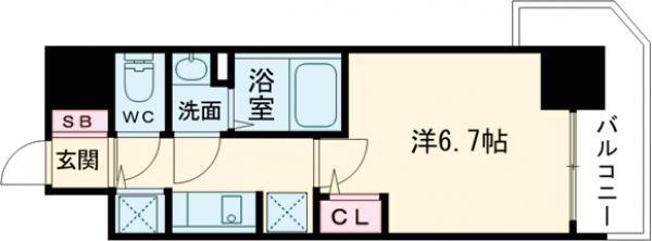S-RESIDENCE堺湊駅前AZURE(1K/6階)の間取り写真