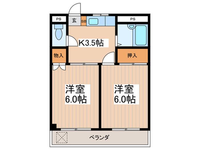 リッツマリオット(2K/1階)の間取り写真