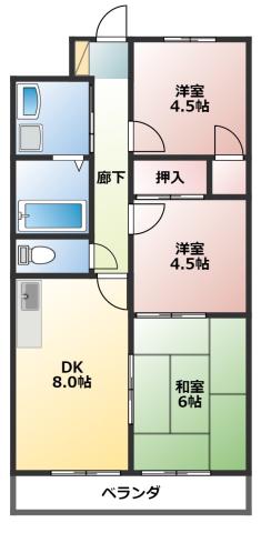 セジュール(3DK/3階)の間取り写真