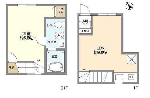 スタイリオフィット武蔵小山(1LDK/1階)の間取り写真