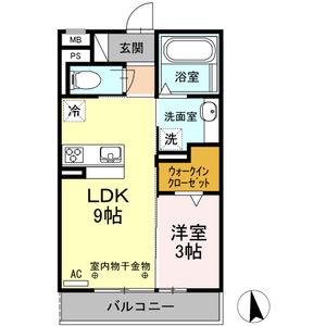 レジデンス朝日町 A棟(1LDK/3階)の間取り写真