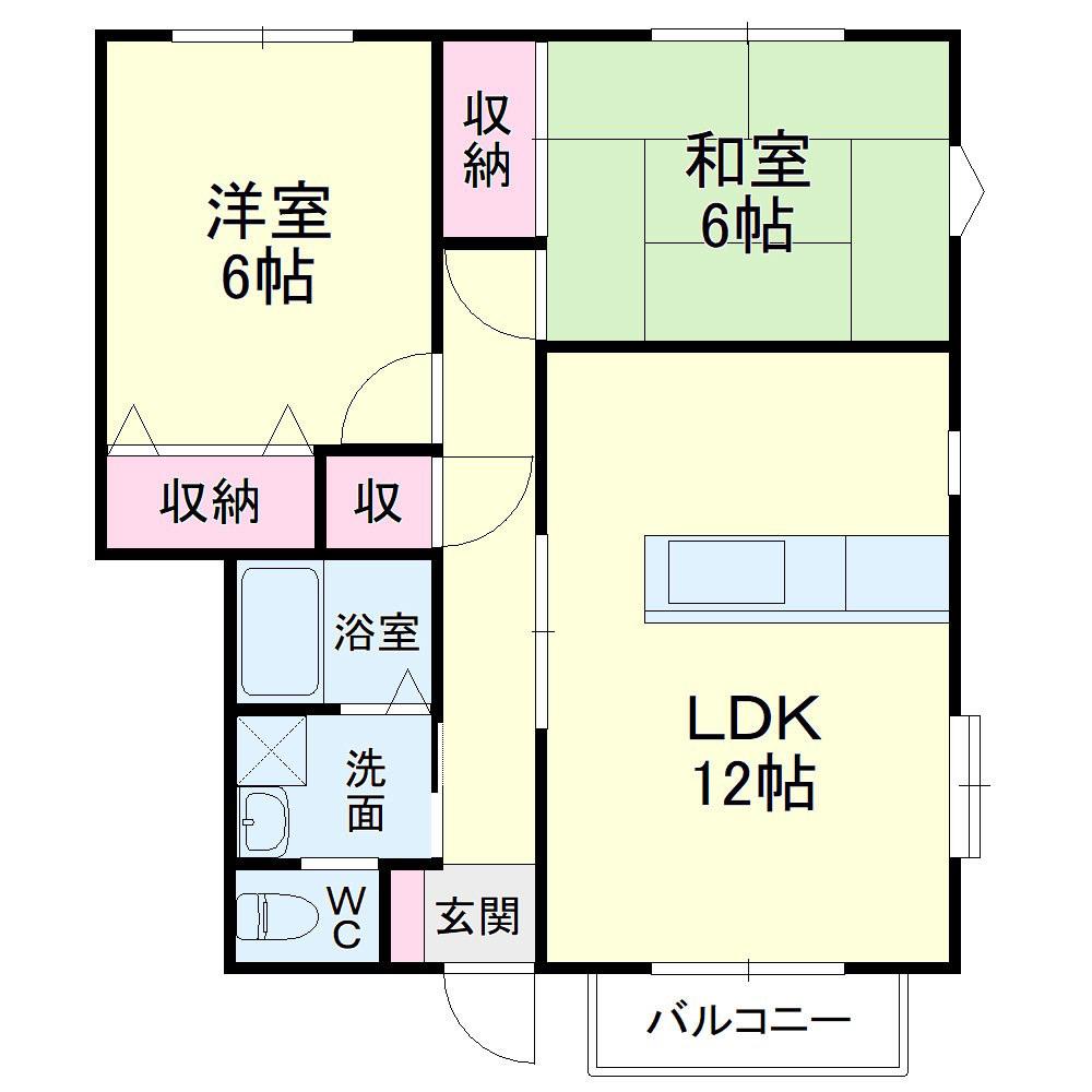 ハイステージ新橋 B(2LDK/1階)の間取り写真