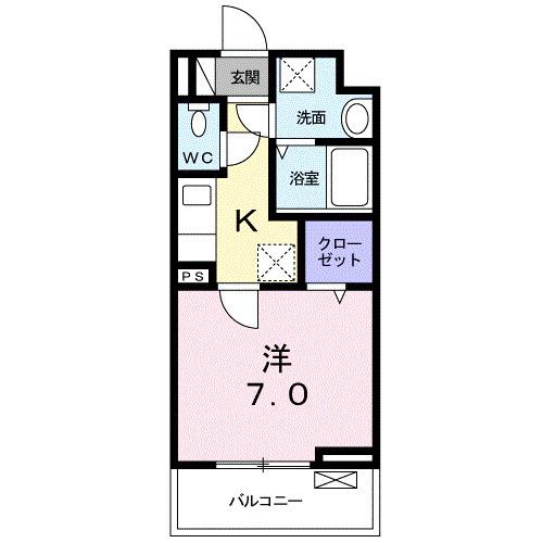 カーサ 幸(1K/1階)の間取り写真