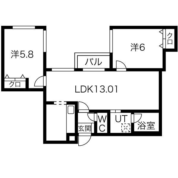 メニーズコート山鼻(2LDK/1階)の間取り写真