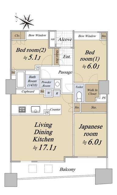 パークスクエア横浜(3LDK/6階)の間取り写真