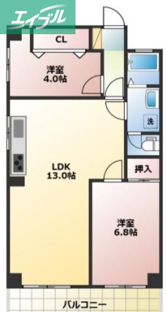 パークヒルズ奥田(2LDK/3階)の間取り写真
