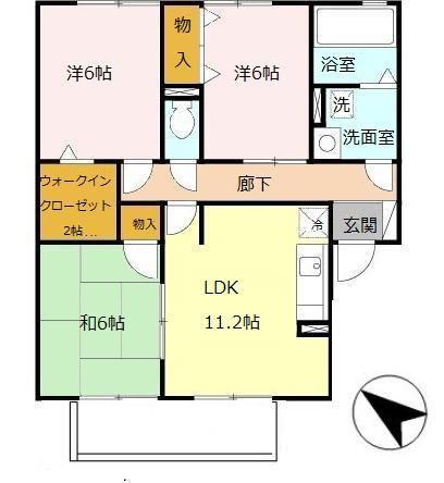 グレイスコートD棟(3LDK/1階)の間取り写真