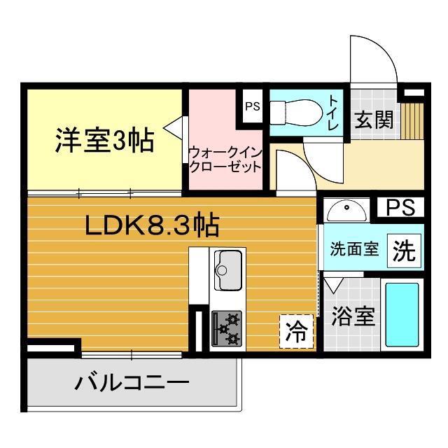 サンガーデン新山口 B(1LDK/1階)の間取り写真