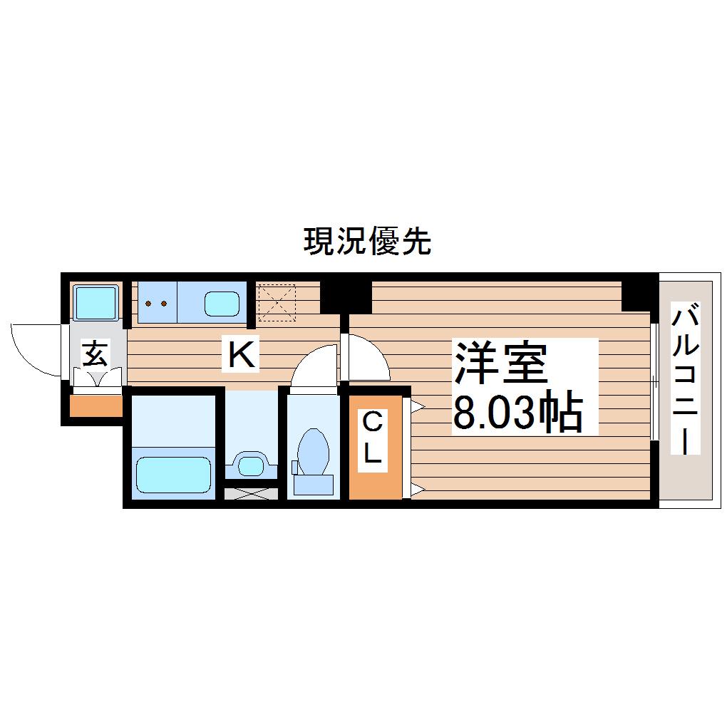 アスコット木ノ下(1K/2階)の間取り写真