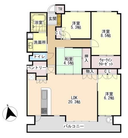 グラジオ姫路駅ウエストクリスタル(4LDK/9階)の間取り写真