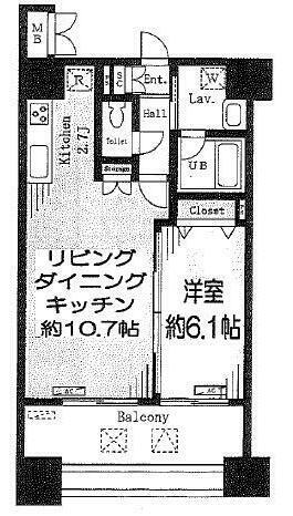 ドゥーエ蔵前(1LDK/10階)の間取り写真