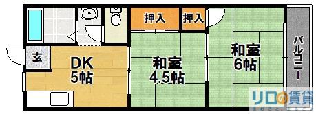 メゾン豊里(2DK/4階)の間取り写真