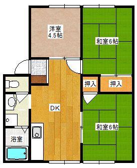 菊水ハイツB(3DK/1階)の間取り写真