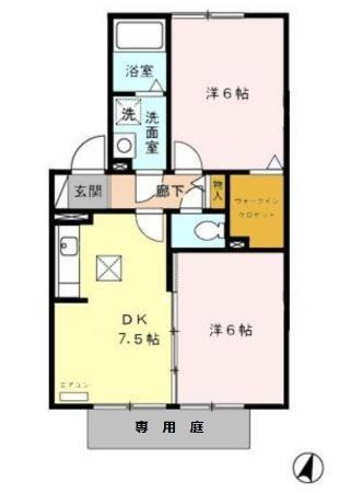 近鉄名古屋線 伏屋駅 徒歩10分 2階建 築20年(2DK/1階)の間取り写真