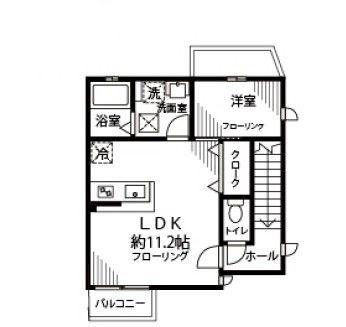 ラ・メロディ・ユイット双葉(1LDK/2階)の間取り写真