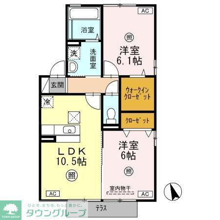 フロレスタ東館・西館 西館(2LDK/2階)の間取り写真