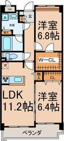 ベルザイア(2LDK/1階)の間取り写真