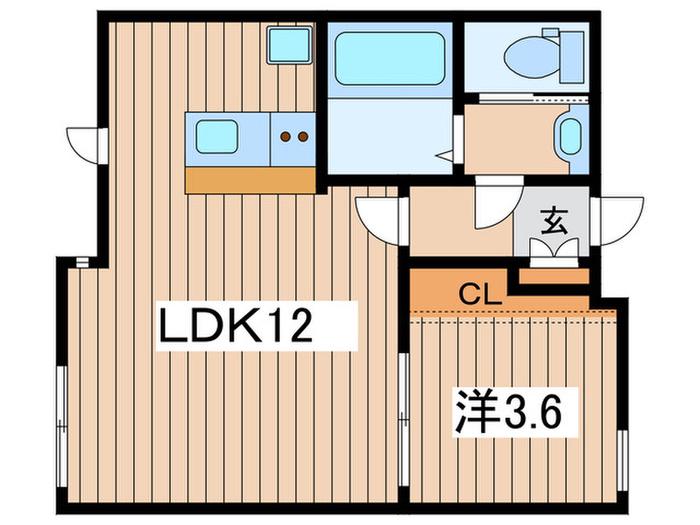 バームサイドレジデンス(1LDK/1階)の間取り写真