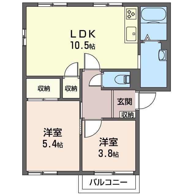 ハイツチェリー(2LDK/2階)の間取り写真