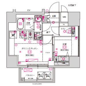 CREST TAPP東別院(1DK/12階)の間取り写真